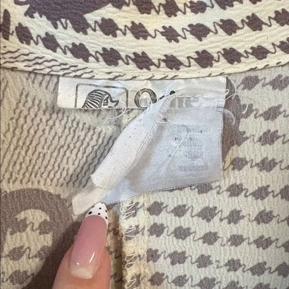 Vintage 70’s Women’s Elegant Beige Patterned Dress size L - Picture 7 of 7